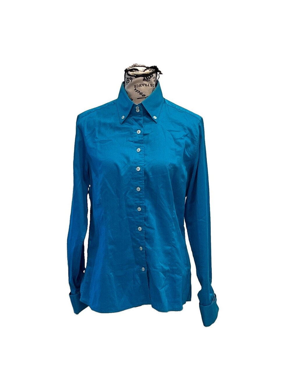 Dudalina Women’s 42 m Turquoise Blue Egyptian Cotton Button Down Shirt Brazil - Picture 2 of 11